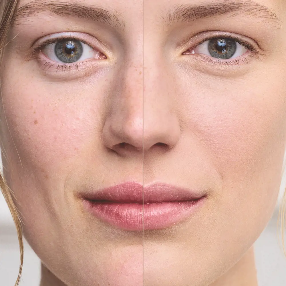 کرم‌پودر THE ONE استرس‌فری اوریفلیم در بطری شیشه‌ای مات صورتی با پمپ کاربردی